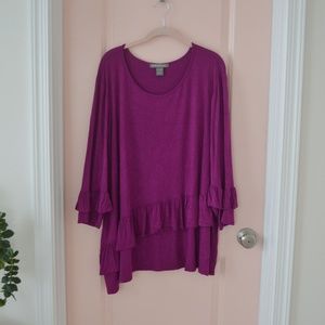 EUC Purple Tiered Ruffle Long Sleeve Shirt
